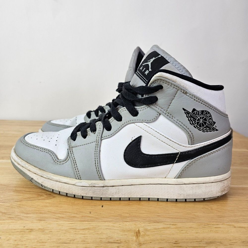 Nike Air Jordan 1 Mid Light Smoke Grey Sneakers‎ Shoes Men's Size 8 554724 092